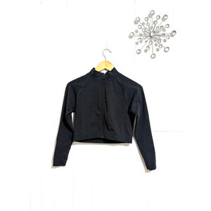 Women's Alphalete Black Full-Zip Crop Top Size M